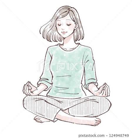 一個女人打坐的插圖 124948749