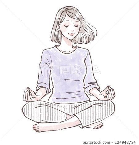 Illustration of a woman meditating 124948754