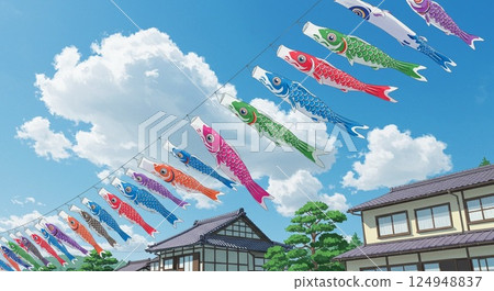 鯉魚旗與昭和復古街景 124948837