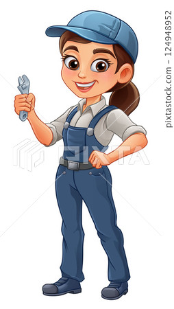 Woman Female Spanner Wrench Mechanic Plumber 124948952