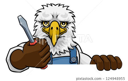 Eagle Electrician Handyman Holding Screwdriver 124948955