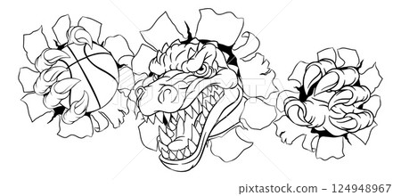 Crocodile Dinosaur Alligator Basketball Mascot 124948967