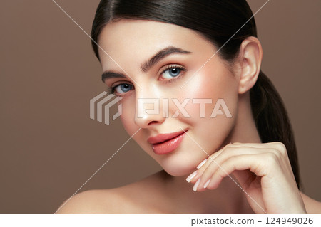 Portrait beautiful young woman with clean fresh skin 124949026