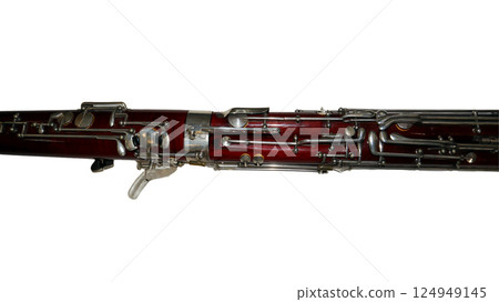 Beautifully crafted bassoon features a rich wood finish and silver keys, demonstrating the artistry of classical wind instruments in a clear isolation against a white backdrop. Beautifully crafted bassoon features a rich wood finish and silver keys, demonstrating the artistry of classical wind instruments in a clear isolation against a white backdrop. 124949145