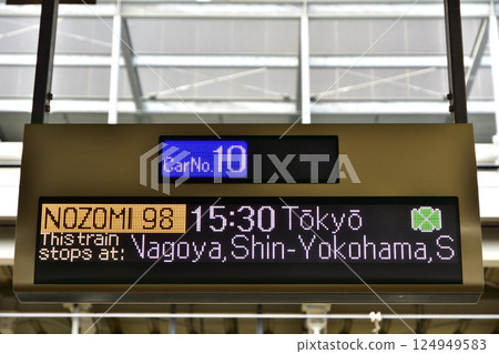 Information board on the Shinkansen platform 124949583