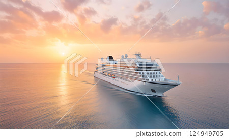 Sunset and luxury liner 124949705
