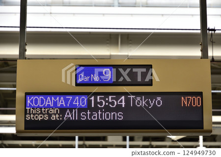 Information board on the Shinkansen platform 124949730