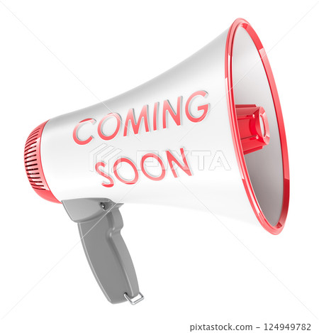 Coming Soon concept with Megaphone, 3D rendering 124949782