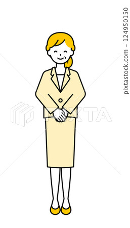 Full body pose_simple senior office worker woman 19 124950150