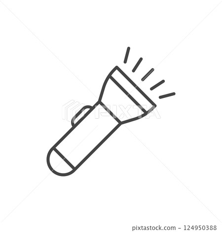Flashlight icon in flat style. Electric lamp vector illustration on isolated background. Pocket lantern sign business concept. 124950388
