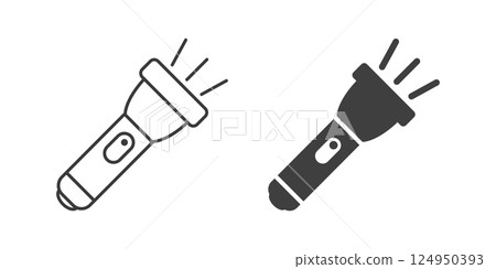 Flashlight icon in flat style. Electric lamp vector illustration on isolated background. Pocket lantern sign business concept. Flashlight icon in flat style. Electric lamp vector illustration on isolated background. Pocket lantern sign business concept. 124950393