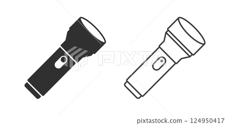 Flashlight icon in flat style. Electric lamp vector illustration on isolated background. Pocket lantern sign business concept. Flashlight icon in flat style. Electric lamp vector illustration on isolated background. Pocket lantern sign business concept. 124950417