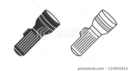 Flashlight icon in flat style. Electric lamp vector illustration on isolated background. Pocket lantern sign business concept. Flashlight icon in flat style. Electric lamp vector illustration on isolated background. Pocket lantern sign business concept. 124950423