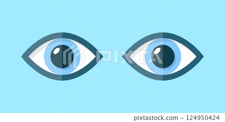 Human eye icon in flat style. Eyeball vector illustration on isolated background. Vision sign business concept. 124950424