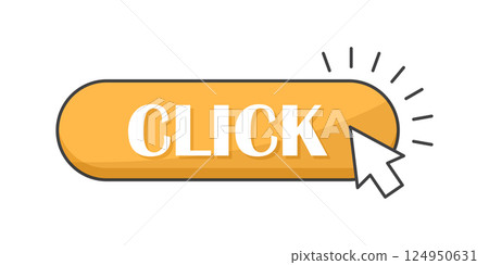 Click here banner icon in flat style. Ecommerce vector illustration on isolated background. Shopping button sign business concept. Click here banner icon in flat style. Ecommerce vector illustration on isolated background. Shopping button sign business concept. 124950631