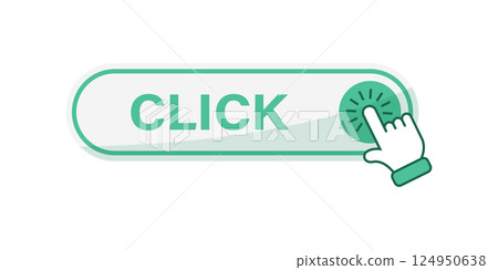 Click here banner icon in flat style. Ecommerce vector illustration on isolated background. Shopping button sign business concept. Click here banner icon in flat style. Ecommerce vector illustration on isolated background. Shopping button sign business concept. 124950638