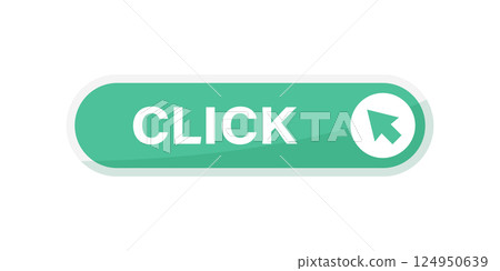 Click here banner icon in flat style. Ecommerce vector illustration on isolated background. Shopping button sign business concept. 124950639