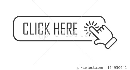 Click here banner icon in flat style. Ecommerce vector illustration on isolated background. Shopping button sign business concept. 124950641