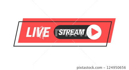 Live stream button icon in flat style. Webinar vector illustration on isolated background. Streaming sign business concept. Live stream button icon in flat style. Webinar vector illustration on isolated background. Streaming sign business concept. 124950656