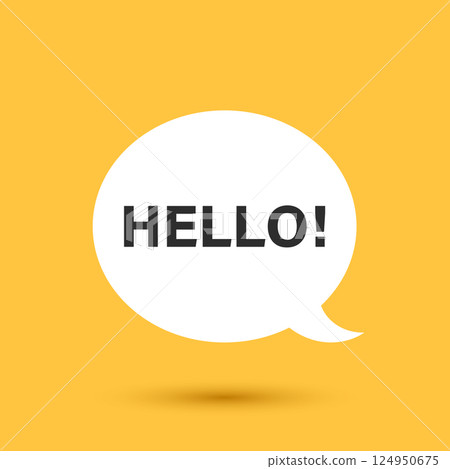 Hello speech bubble icon in flat style. Hi message vector illustration on isolated background. Welcome sign business concept. Hello speech bubble icon in flat style. Hi message vector illustration on isolated background. Welcome sign business concept. 124950675