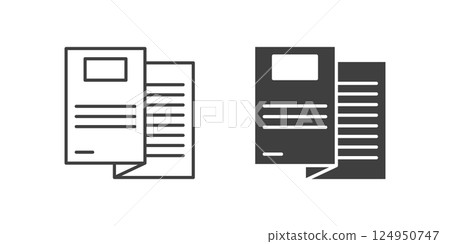 Brochure flyer stroke line icon in flat style. Booklet vector illustration on isolated background. Poster sign business concept. Brochure flyer stroke line icon in flat style. Booklet vector illustration on isolated background. Poster sign business concept. 124950747