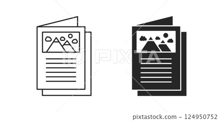 Brochure flyer stroke line icon in flat style. Booklet vector illustration on isolated background. Poster sign business concept. 124950752