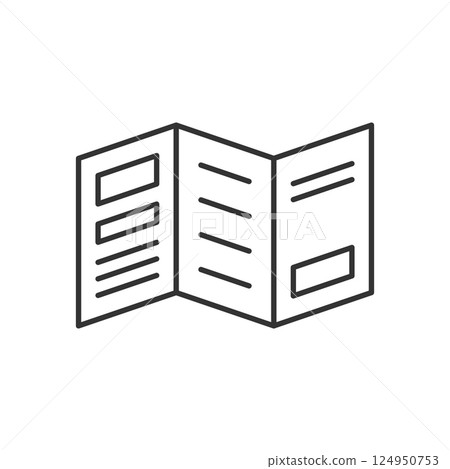 Brochure flyer stroke line icon in flat style. Booklet vector illustration on isolated background. Poster sign business concept. Brochure flyer stroke line icon in flat style. Booklet vector illustration on isolated background. Poster sign business concept. 124950753