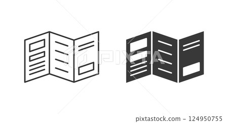 Brochure flyer stroke line icon in flat style. Booklet vector illustration on isolated background. Poster sign business concept. Brochure flyer stroke line icon in flat style. Booklet vector illustration on isolated background. Poster sign business concept. 124950755