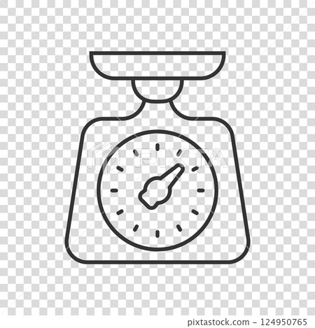 Bathroom weight scale icon in flat style. Mass measurement vector illustration on isolated background. Overweight sign business concept. 124950765