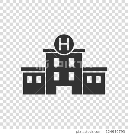 Hospital building icon in flat style. Medical clinic vector illustration on isolated background. Medicine sign business concept. Hospital building icon in flat style. Medical clinic vector illustration on isolated background. Medicine sign business concept. 124950793