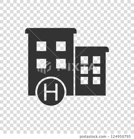 Hospital building icon in flat style. Medical clinic vector illustration on isolated background. Medicine sign business concept. Hospital building icon in flat style. Medical clinic vector illustration on isolated background. Medicine sign business concept. 124950795