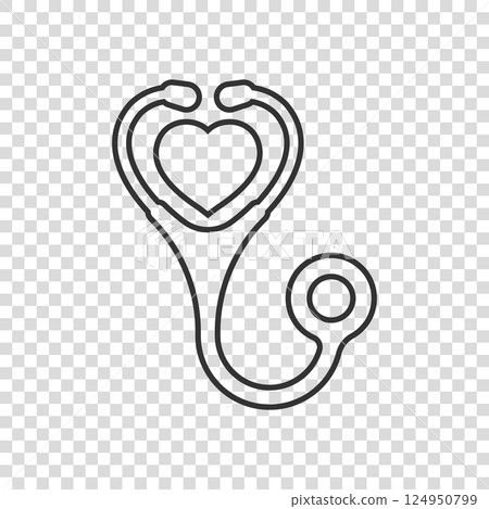 Stethoscope icon in flat style. Heart diagnostic vector illustration on isolated background. Medicine sign business concept. Stethoscope icon in flat style. Heart diagnostic vector illustration on isolated background. Medicine sign business concept. 124950799