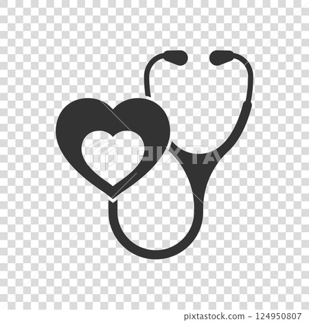 Stethoscope icon in flat style. Heart diagnostic vector illustration on isolated background. Medicine sign business concept. Stethoscope icon in flat style. Heart diagnostic vector illustration on isolated background. Medicine sign business concept. 124950807