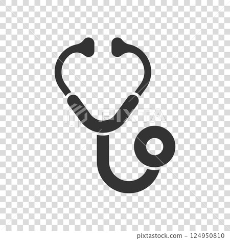 Stethoscope icon in flat style. Heart diagnostic vector illustration on isolated background. Medicine sign business concept. 124950810