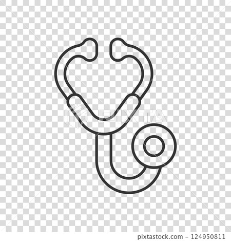 Stethoscope icon in flat style. Heart diagnostic vector illustration on isolated background. Medicine sign business concept. Stethoscope icon in flat style. Heart diagnostic vector illustration on isolated background. Medicine sign business concept. 124950811