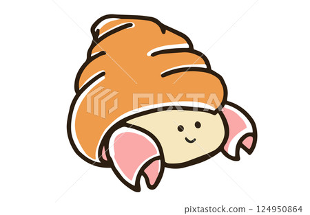 Hand-drawn illustration of a cute and relaxed hermit crab Hand-drawn illustration of a cute and relaxed hermit crab 124950864