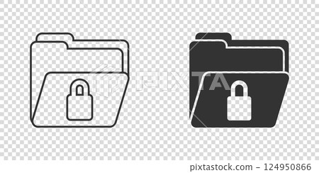 Files folder permission icon in flat style. Document access vector illustration on isolated background. Secret archive sign business concept. Files folder permission icon in flat style. Document access vector illustration on isolated background. Secret archive sign business concept. 124950866
