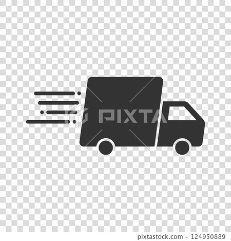 Shipping fast icon in flat style. Delivery truck vector illustration on isolated background. Express logistic sign business concept. Shipping fast icon in flat style. Delivery truck vector illustration on isolated background. Express logistic sign business concept. 124950889
