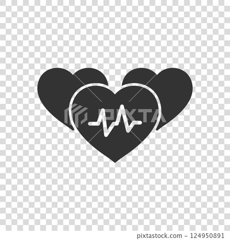 Arterial blood pressure icon in flat style. Heartbeat monitor vector illustration on isolated background. Pulse diagnosis sign business concept. 124950891