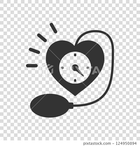 Arterial blood pressure icon in flat style. Heartbeat monitor vector illustration on isolated background. Pulse diagnosis sign business concept. Arterial blood pressure icon in flat style. Heartbeat monitor vector illustration on isolated background. Pulse diagnosis sign business concept. 124950894