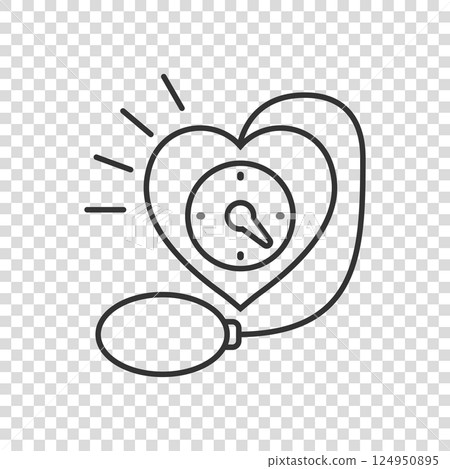 Arterial blood pressure icon in flat style. Heartbeat monitor vector illustration on isolated background. Pulse diagnosis sign business concept. 124950895