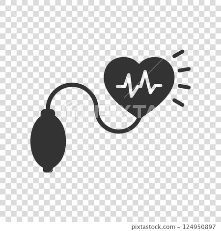 Arterial blood pressure icon in flat style. Heartbeat monitor vector illustration on isolated background. Pulse diagnosis sign business concept. Arterial blood pressure icon in flat style. Heartbeat monitor vector illustration on isolated background. Pulse diagnosis sign business concept. 124950897