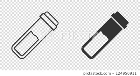 Blood in test tube icon in flat style. Laboratory flask vector illustration on isolated background. Liquid in beaker sign business concept. 124950911