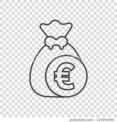 Money bag icon in flat style. Moneybag vector illustration on isolated background. Coin sack sign business concept. 124950940