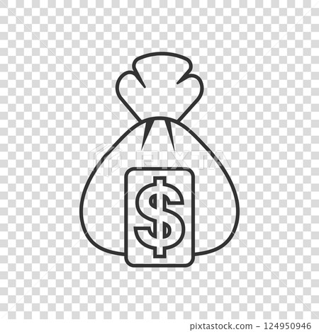 Money bag icon in flat style. Moneybag vector illustration on isolated background. Coin sack sign business concept. Money bag icon in flat style. Moneybag vector illustration on isolated background. Coin sack sign business concept. 124950946