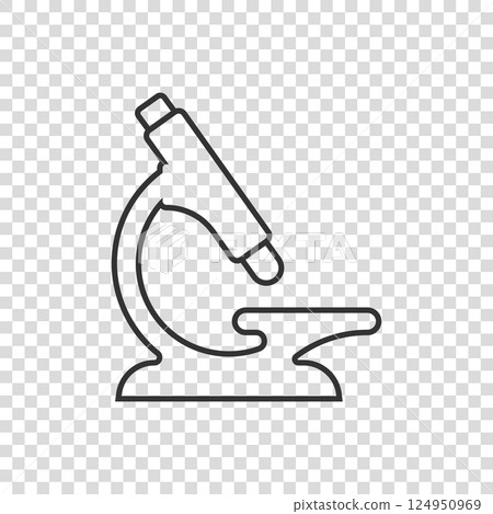 Microscope icon in flat style. Laboratory magnifier vector illustration on isolated background. Biology instrument sign business concept. Microscope icon in flat style. Laboratory magnifier vector illustration on isolated background. Biology instrument sign business concept. 124950969