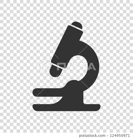 Microscope icon in flat style. Laboratory magnifier vector illustration on isolated background. Biology instrument sign business concept. 124950971