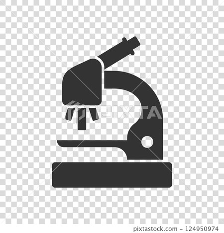 Microscope icon in flat style. Laboratory magnifier vector illustration on isolated background. Biology instrument sign business concept. Microscope icon in flat style. Laboratory magnifier vector illustration on isolated background. Biology instrument sign business concept. 124950974