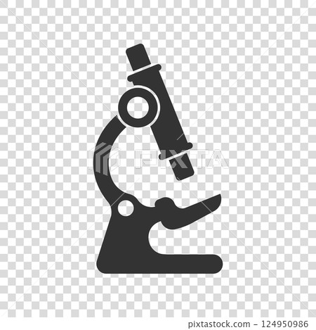 Microscope icon in flat style. Laboratory magnifier vector illustration on isolated background. Biology instrument sign business concept. Microscope icon in flat style. Laboratory magnifier vector illustration on isolated background. Biology instrument sign business concept. 124950986