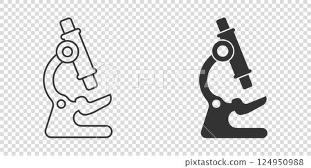 Microscope icon in flat style. Laboratory magnifier vector illustration on isolated background. Biology instrument sign business concept. Microscope icon in flat style. Laboratory magnifier vector illustration on isolated background. Biology instrument sign business concept. 124950988